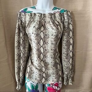 Rue 21 Off Shoulder Long Sleeve Snake Print Blouse